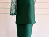 2024 Diani Shantung Girl Set in Emerald Green with Polka Tulle Lace