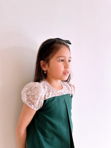 2025 Willow Girl Set in Emerald Green with Dusty Pink Floral Lace