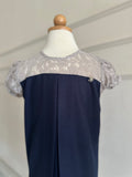 2025 Willow Girl Set in Navy Blue with Grey Floral Corded Lace