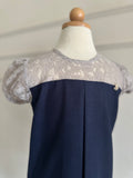 2025 Willow Girl Set in Navy Blue with Grey Floral Corded Lace