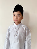 2024 Khaleed Boy Set in Silvery Grey Shantung