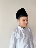 2024 Khaleed Boy Set in Silvery Grey Shantung