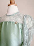 2024 Diani Girl Set in Sage Green Shantung with Floral French Lace