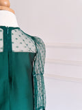 2024 Diani Shantung Girl Set in Emerald Green with Polka Tulle Lace