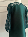 2024 Diani Girl Set in Emerald Green Shantung with Floral Lace