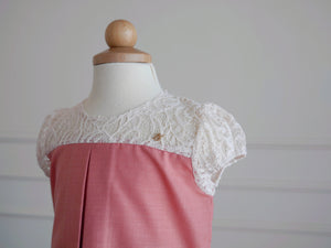 Willow Girl Set in Salmon Rose Pink with Cream French Lace