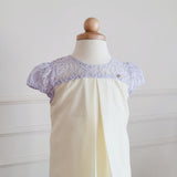 Willow Girl Set in Pastel Yellow with Lilac French Lace