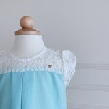 Willow Girl Set in Light Blue with Off-White French Lace