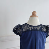 Willow Girl Set in Navy Blue and Navy Blue French Lace