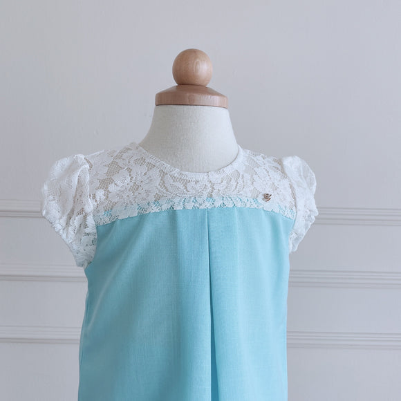 Willow Girl Set in Light Blue with Off-White French Lace